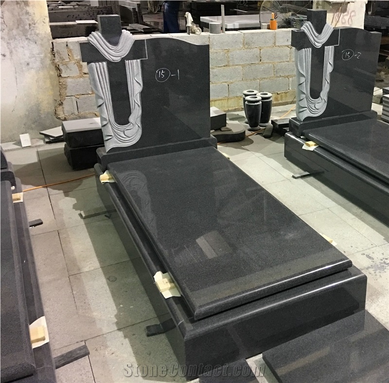 Shanxi Black Bench Unique Tombstone Slab with Cross for Uk
