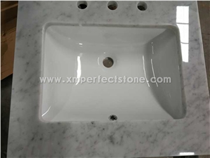 Bathroom Vanity Top with Two Sinks,Carrara White Marble Vanity Tops
