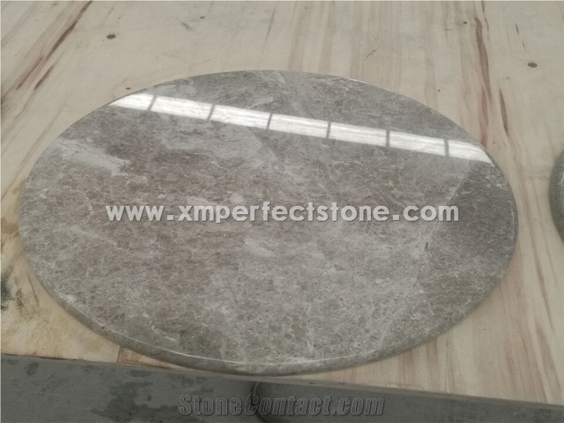 Turkey Castle Grey Marble Table Top,Round Table Tops with Eased Edge
