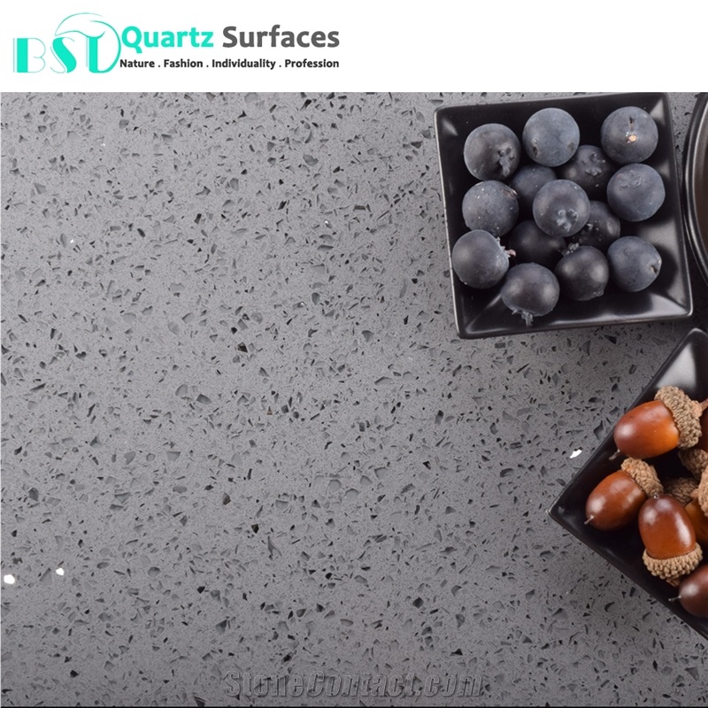 Twinkle Grey Mirror Artificial Quartz Countertop for Kitchen