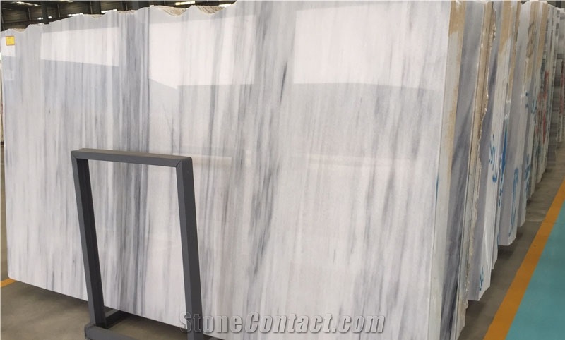Honed Ice Age China Factory White Marble Price with Grey Viens
