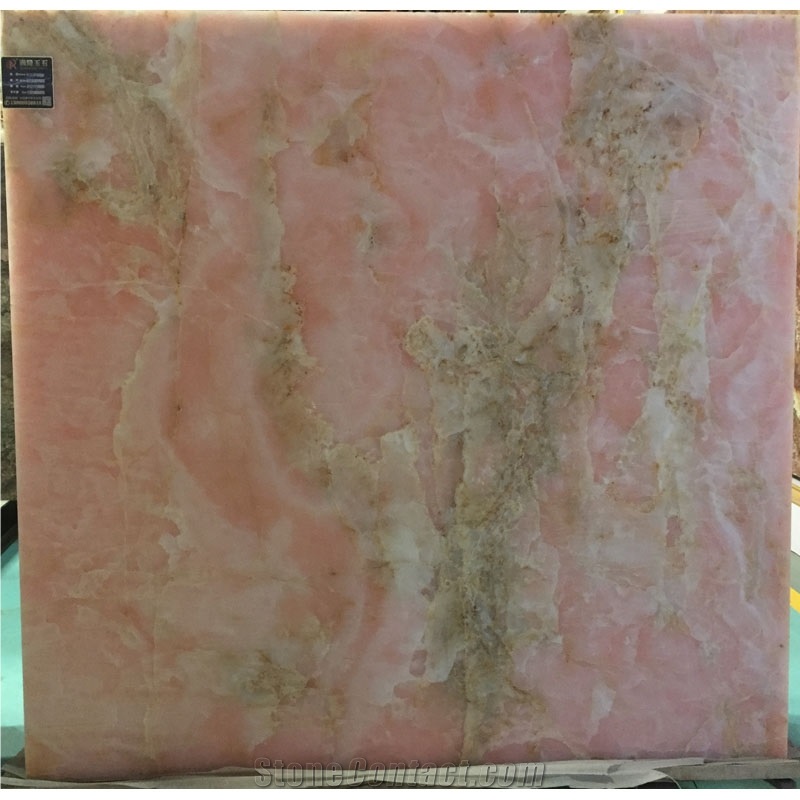 Wall Panel Interior Pink Marble Slab Chinese Transparent Onyx Stone