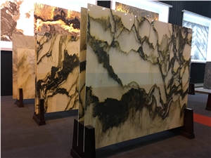 Landscape Paninting Marble Slabs & Tiles,Black Veins Marble Wall Cover
