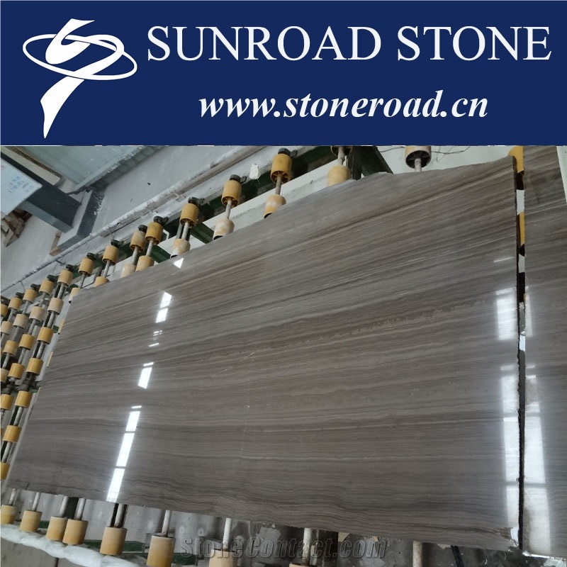 Brown Polished Wooden Grain Marble / Natural Building Stone Slabs