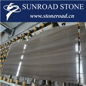 Brown Polished Wooden Grain Marble / Natural Building Stone Slabs
