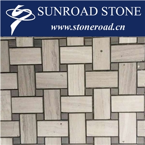 White Wood Grain Luxury Brick Marble Mosaic, Marble Wall, Floor Mosaic