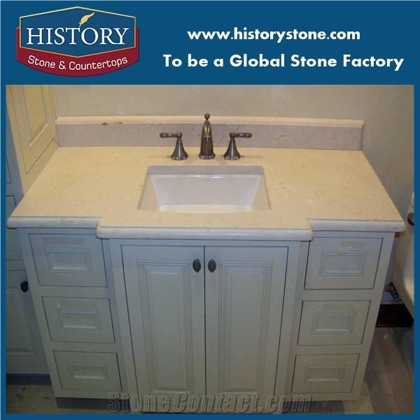 Cheap Price Marble Countertop Beige Custom Vanity Tops Sink