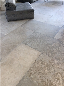 French Limestone Tiles Dark Blueish Grey and Beige "The Blues"