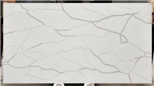 Calacatta White 15 Q7/ High Quality Quartz White Tiles & Slabs