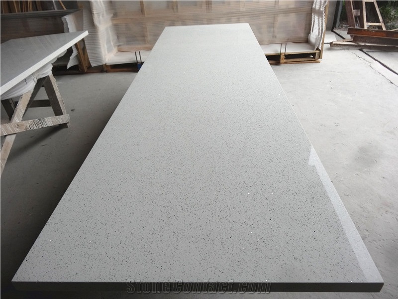 Crystal White Quartz Kitchen Countertops Worktops