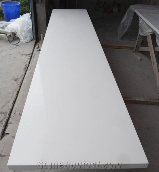 Pure White Quartz-Countertop Bench Tops Desk Tops Island Tops