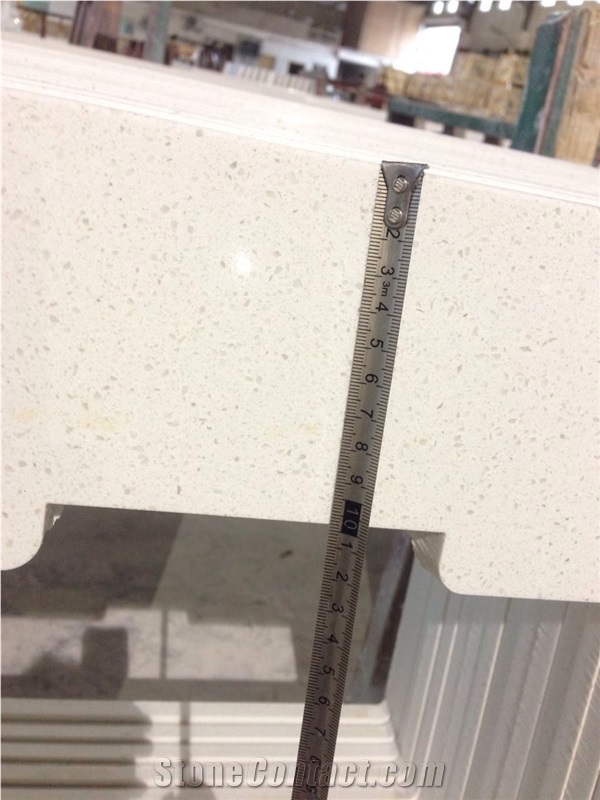 White Mirror Fleck Quartz-P007-Countertop and Vanity