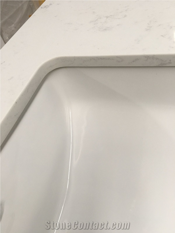 White Quartz Countertops with the Sink Project
