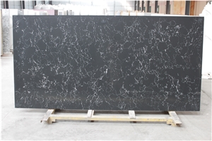 White Vein Black / High Quality Black Quartz Tiles & Slabs