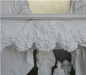 Sculptured Handcarved Design Marble Antique Carved Fireplace Surround