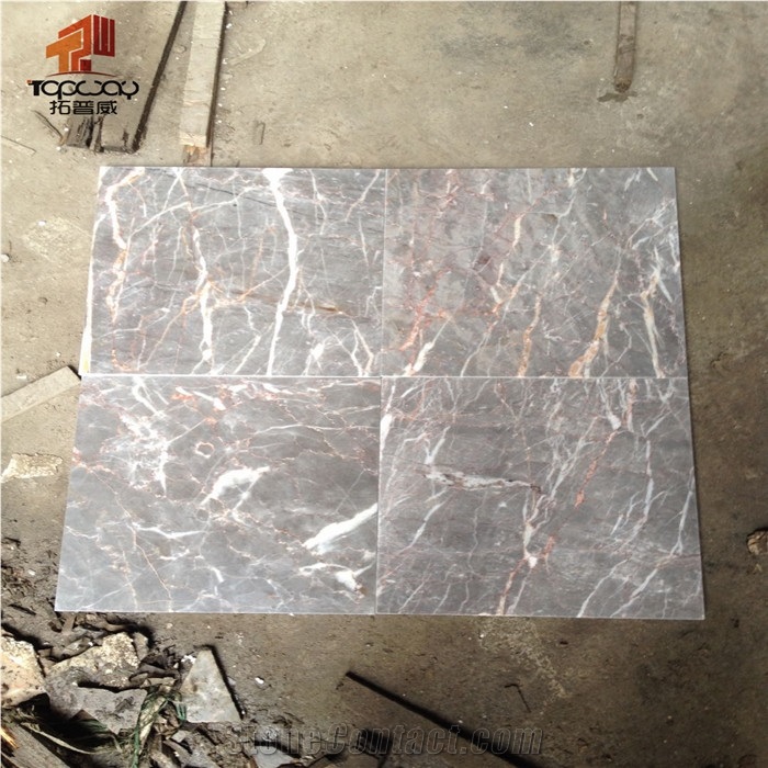 Grey Marble with Pink Vein Polished Marble Thin Tiles