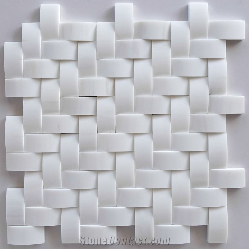 Bathroom Wall 3d Bread White Marble Mosaic Tiles