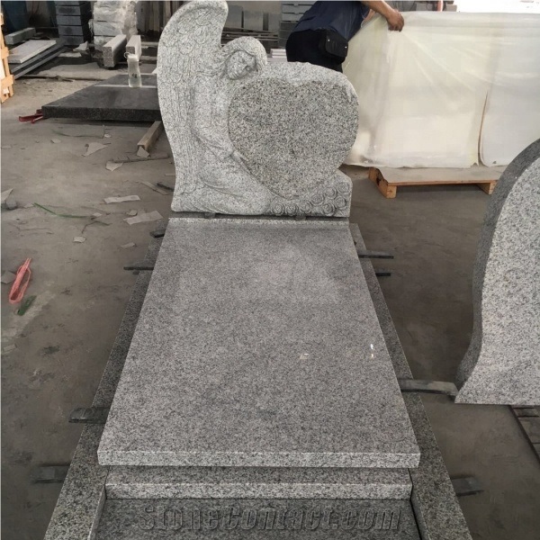 Grey G603 Heart Shape Granite Carving Tombstone