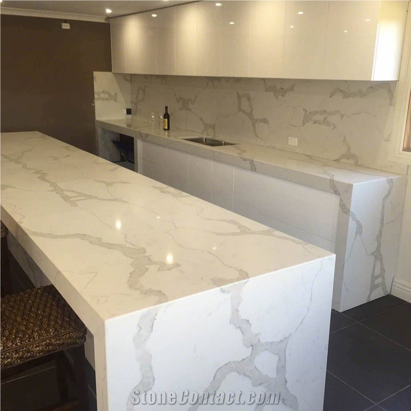 White Calacatta Quartz Kitchen Countertops Price from ...