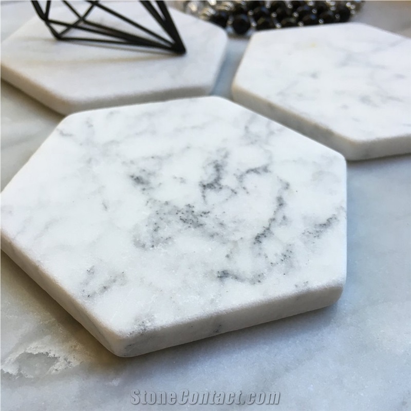 White Carrara Marble Coaster