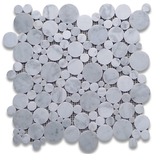 White Carrara Marble Penny Round Mosaic Tiles