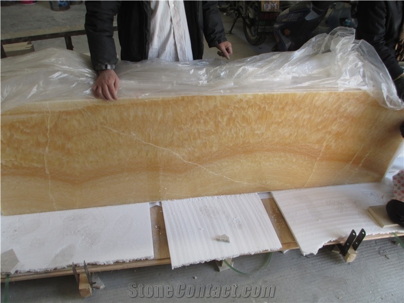 Butter Scotch Onyx Slabs Stone Flooring Covering