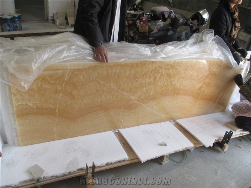 China Yellow Onyx Flooring Tiles Kitchen Slabs