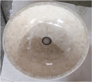 Cream Vanilla Marble Vessel Sinks Wash Bowls Basin