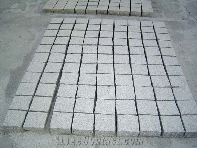Grey Granite Cubes Cobbles Ashlar Pattern Pavers