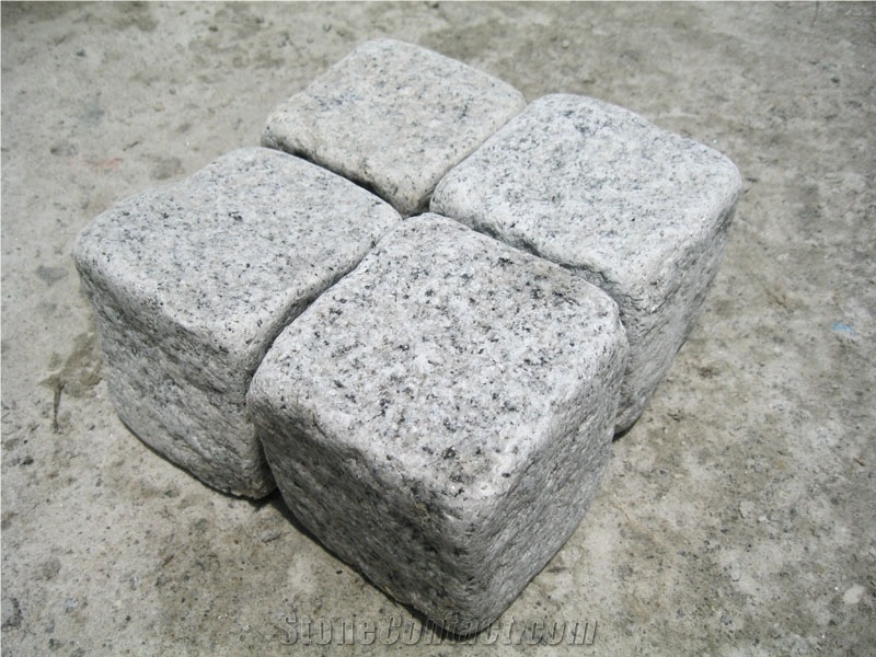 Gris Quintana Cubes Stone Pavers Mesh Cobblestone