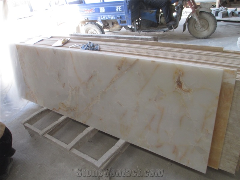 Onyx White Orange Marble Countertops Worktops Tops