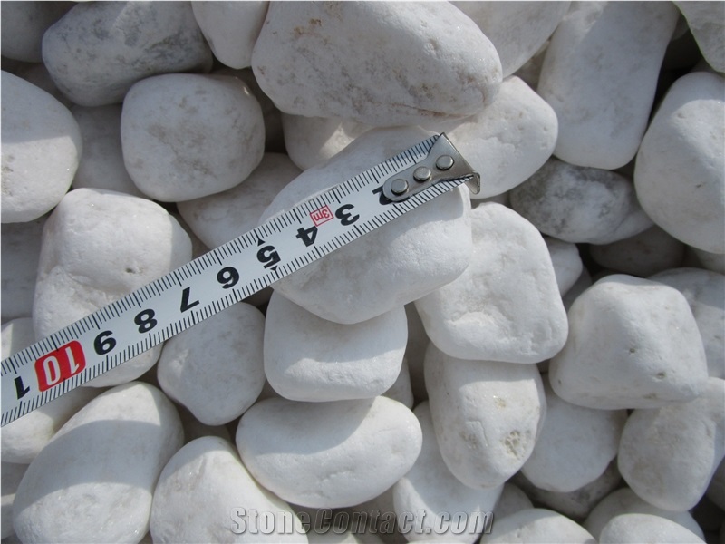 White Striped Pebbles Washed Polished Flat River