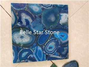 Blue Agate Gemstone Top Backlit Semiprecious Stone