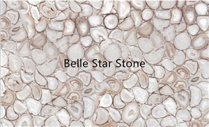 White Agate Semiprecious Stone Fireplace