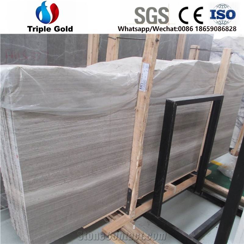 China White Wood Grain Marble Tiles Slabs