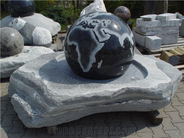 Black Granite Globe Floating Fountain