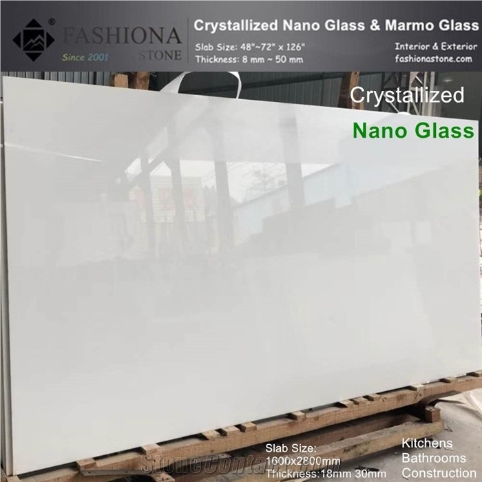 White Crystallized Stone Kitchen Countertops