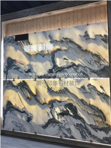 Chinese Landscape Painting Marble Backgroud Wall