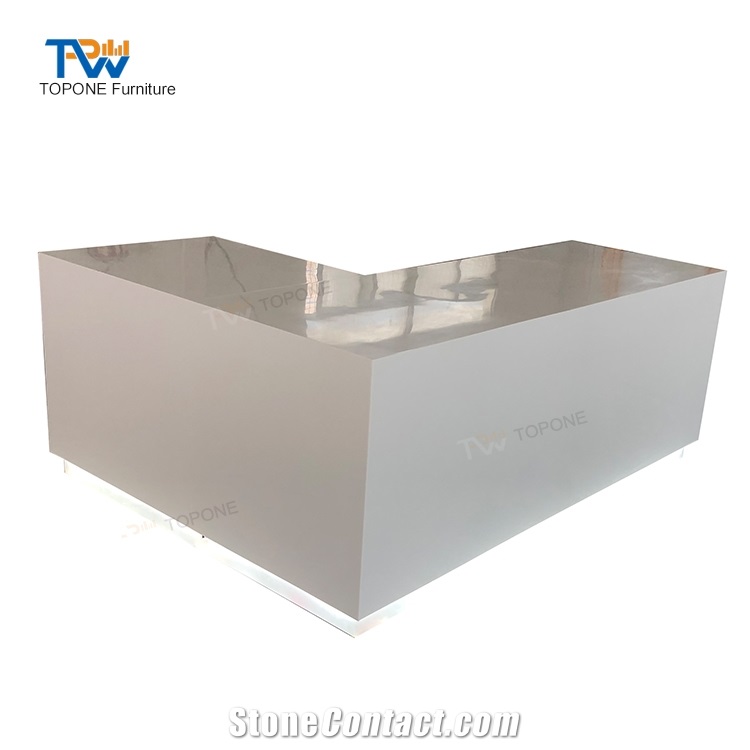 L White Led Office Furniture Reception Desk Tops