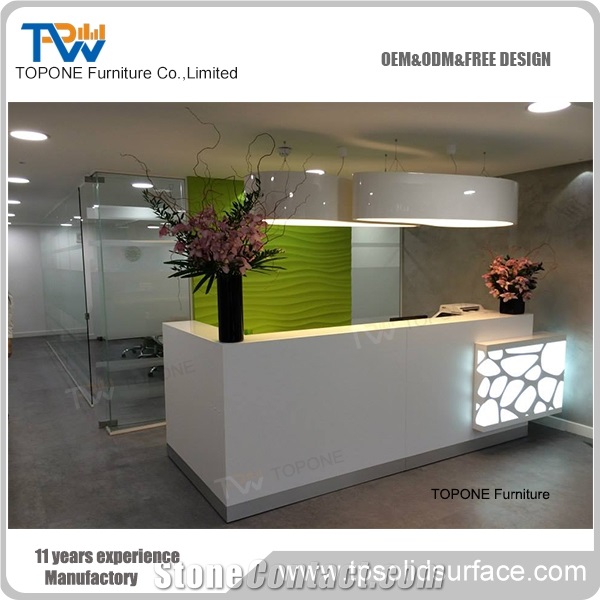 L White Led Office Furniture Reception Desk Tops