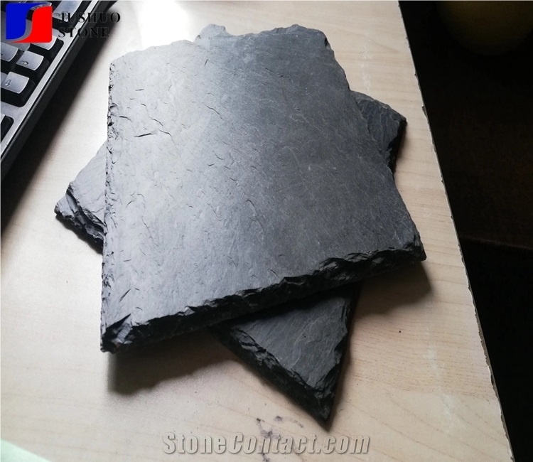 Natural Xingzi Black Slate Roofing Tiles Coating