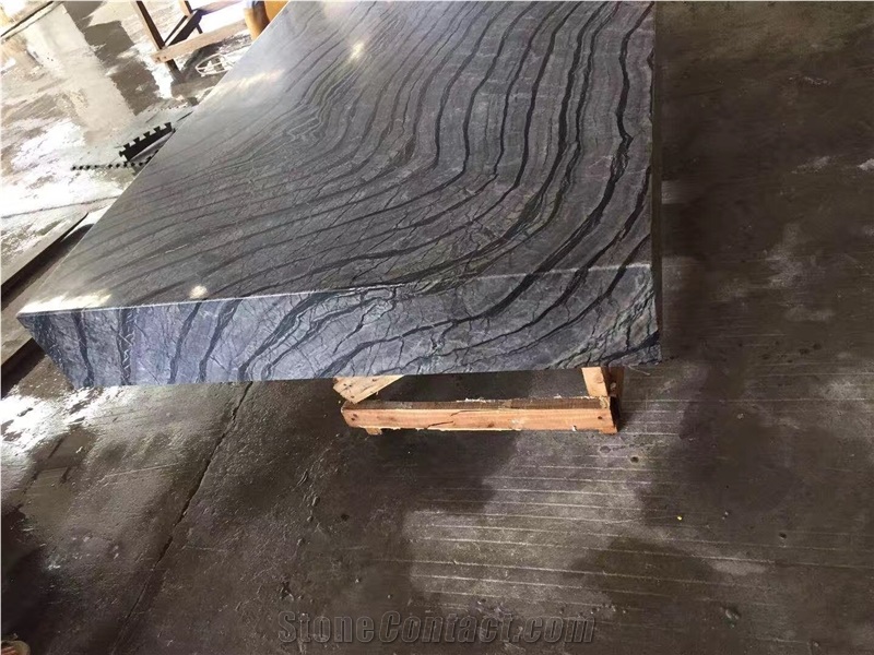 Black Wooden Bookmatch Marble Slab Table Tops