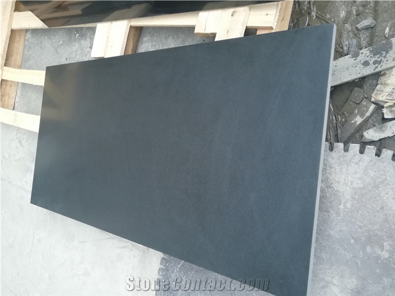 Honed Hebei Black Granite Floor Covering Tile Slab