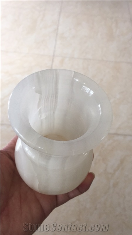 Pure White Onyx Marble Vases Monumental Accessory
