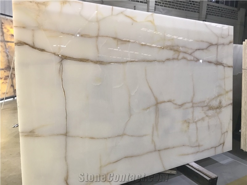 Snow White Onyx Backlit Tile Laminated Glass Panel
