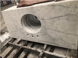 Solid Surface Carrara White Marble Bathroom Top