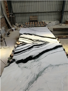 White and Black Vein Color China Panda Marble Slab