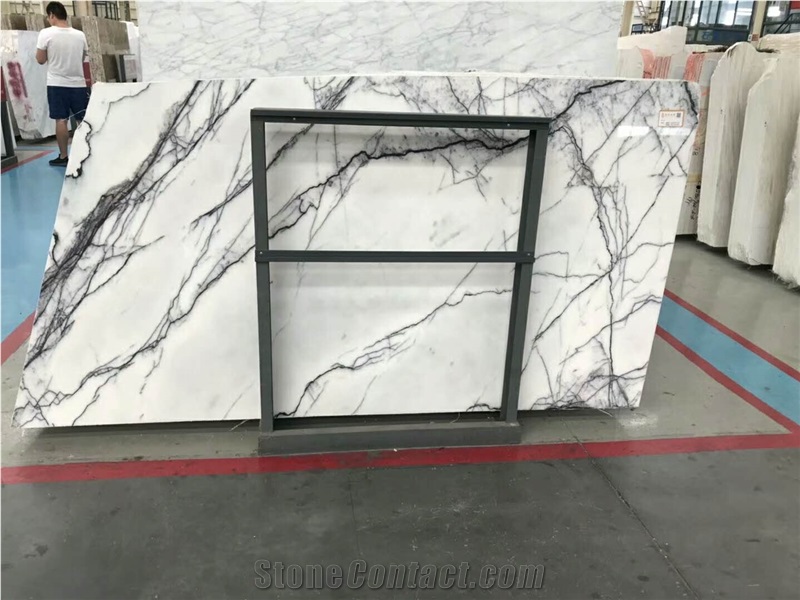Lilac White Marble Slab/Tile for Table, Milas New York White Marble