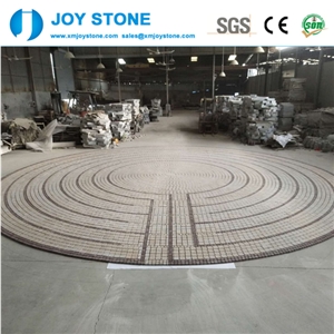 Paving Stone G682 Granite and Red Porphyry Labyrinth Pattern