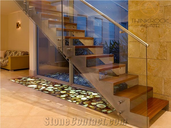 Agate Yellow Semi-Precious Slabs Brown Flooring